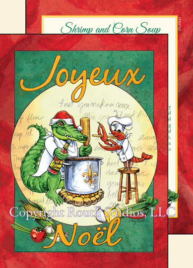 Cajun Louisiana Christmas Cards | Crawfish Alligator Cooking